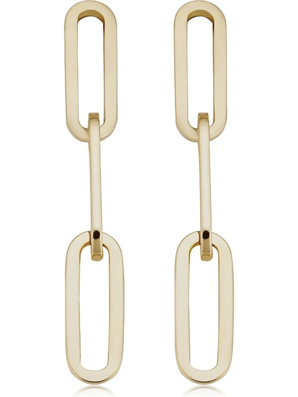 14k Yellow Gold Paperclip Link Drop Earrings - Chic & Stylish 0.95" Length